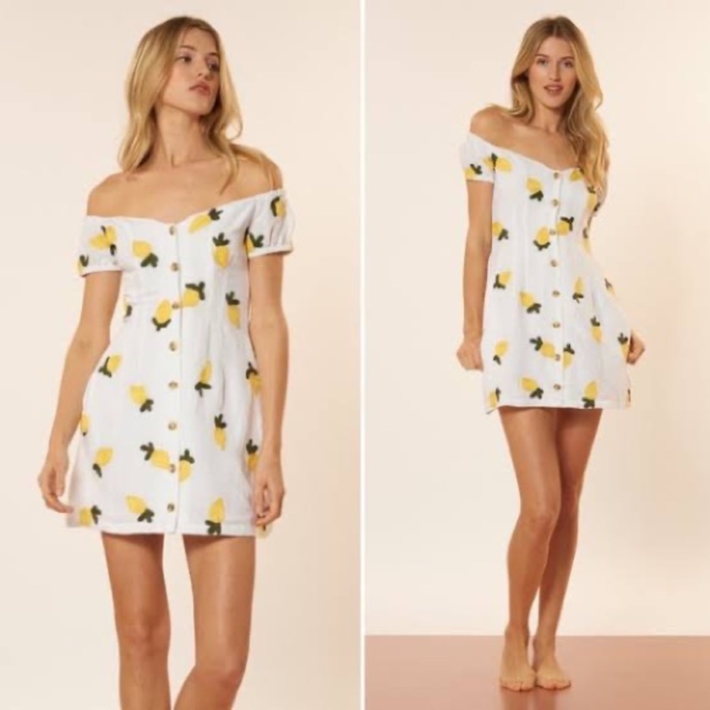 Anthropologie red carter lemon embroidered mini dress